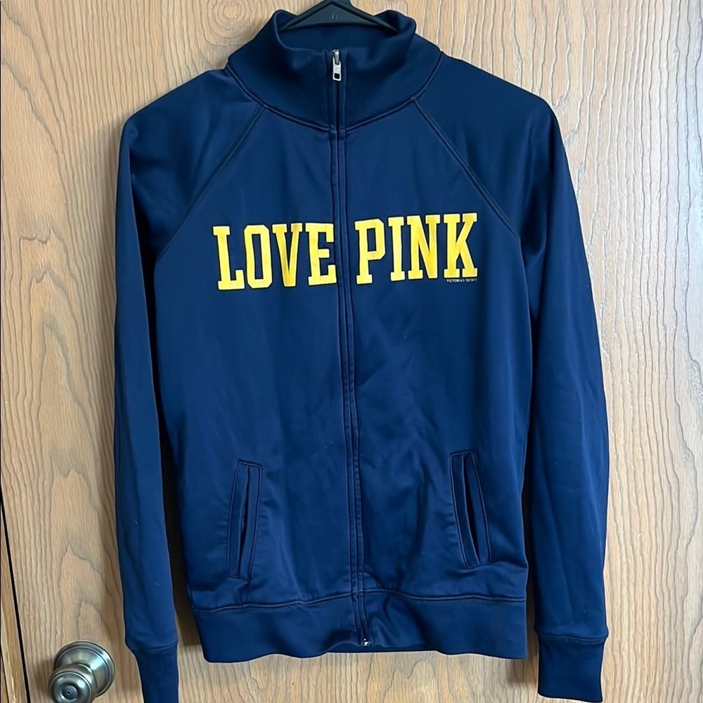 PINK Victoria's Secret Michigan Wolverines‎ Full Zip Navy Track Jacket XS